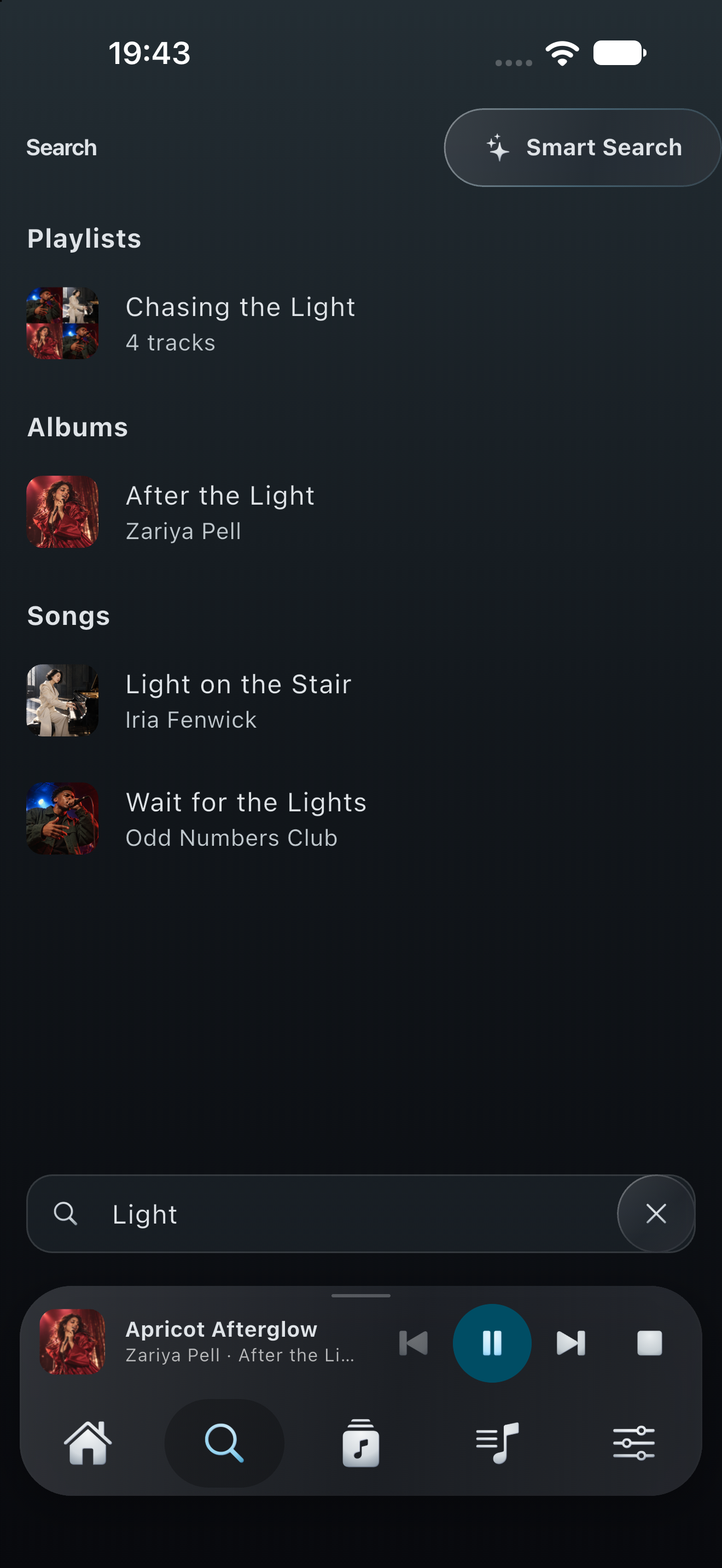 Flex 2.0 preview: search results from the fictional demonstration library